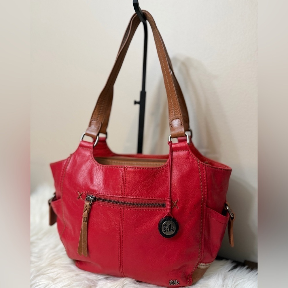 The Sak Red and Brown Crossbody Bag